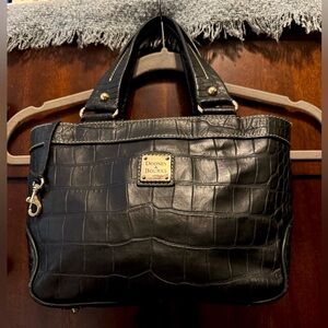 Dooney & Bourke Black Croc-Embossed Leather Satchel
